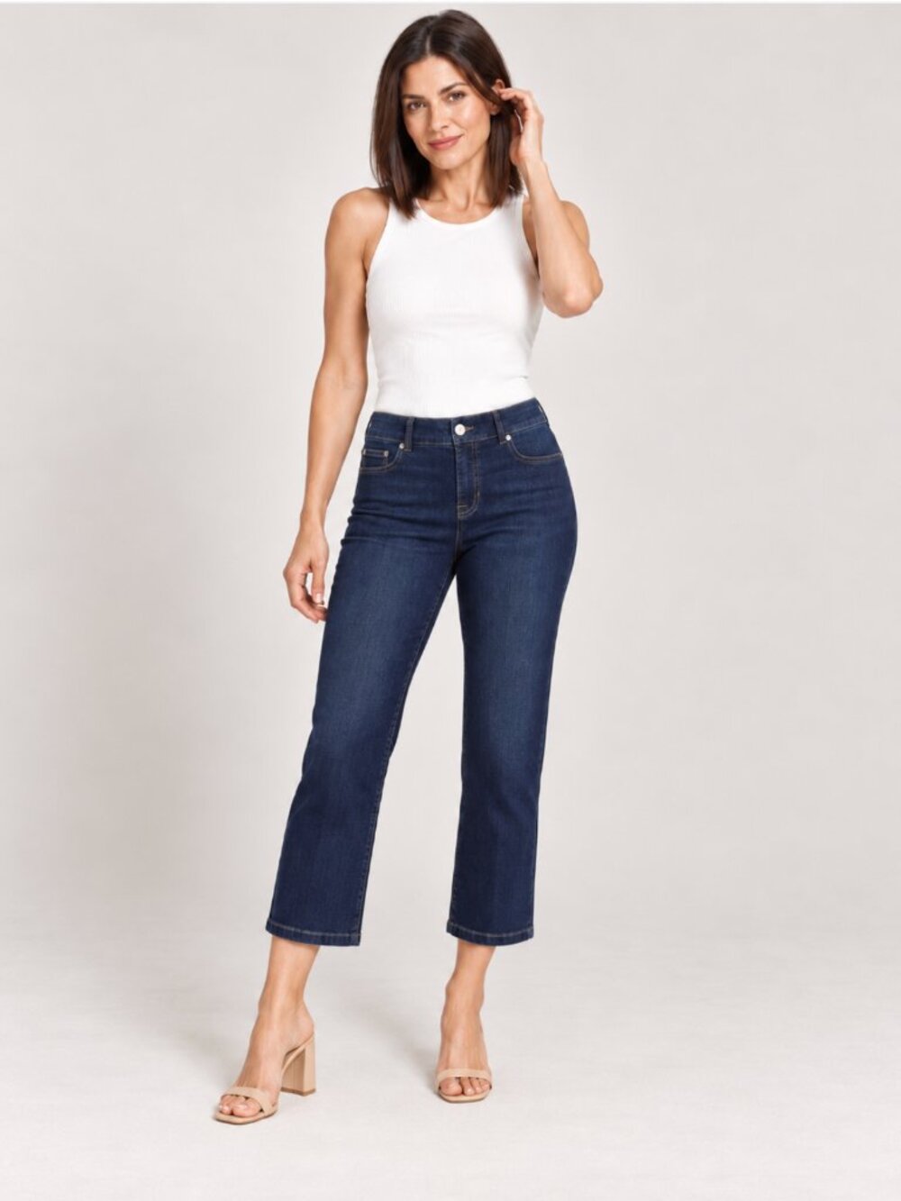 NWT SPANX EveryWear Dark Wash Kick Flare Cropped Jeans Size Large